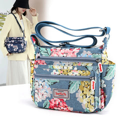 Flower Crossbody Bag Women Shoulder Bag Nylon Messenger Handbag
