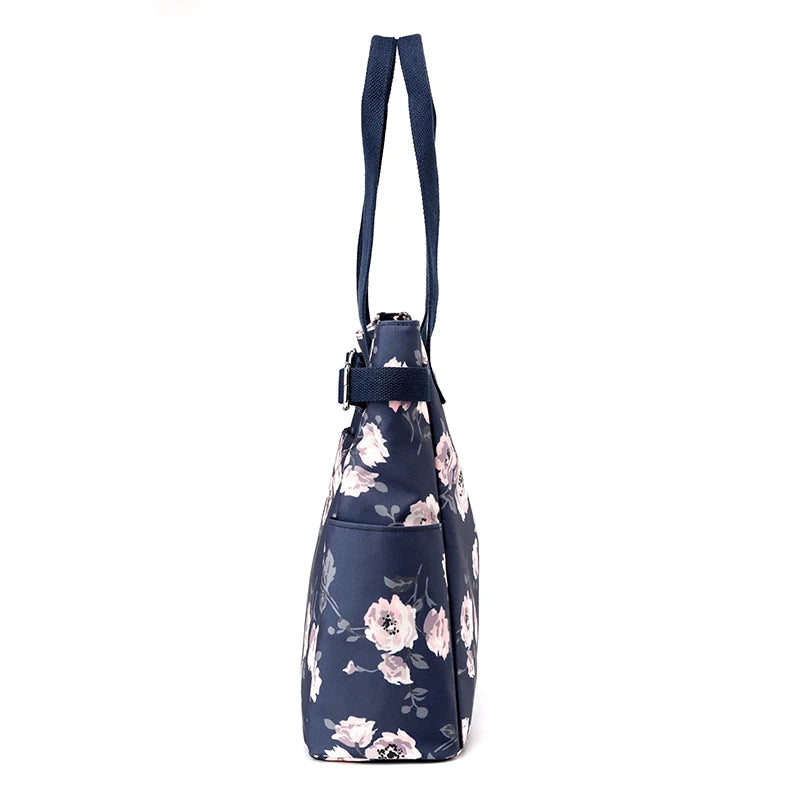 Flower Women Large Capacity Shoulder Bag Nylon Ladies Totes Handbags