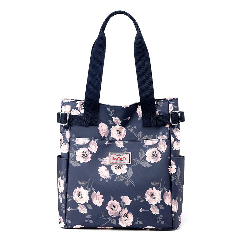 Flower Women Large Capacity Shoulder Bag Nylon Ladies Totes Handbags