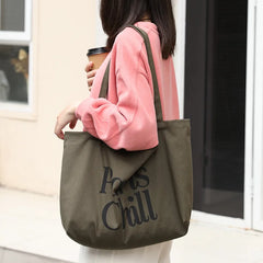 Letter Canvas Shoulder Bag Large Shopper Tote Handbag for Women