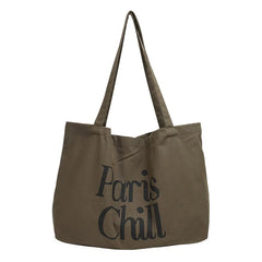 Letter Canvas Shoulder Bag Large Shopper Tote Handbag for Women