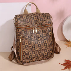Plaid PU Leather Backpacks for Women Large Capacity Female Travel Bag