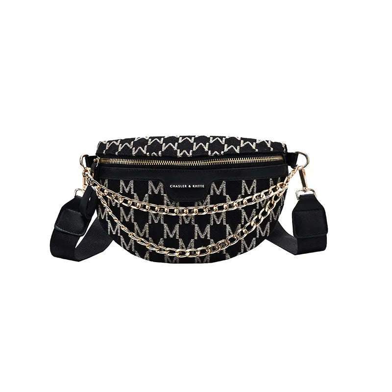 Plaid Pattern Fanny Packs For Women Chain Waist Bag