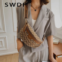 Plaid Pattern Fanny Pack Women Chain Waist Bag Fashion Ladies Crossbody Bag