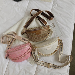 Plaid Pattern Fanny Packs for Women Fashionable Chain Waist Bag