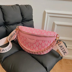 Plaid Pattern Fanny Pack Chain Waist Bag for Women