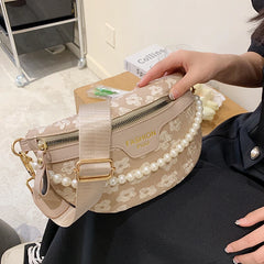 Plaid Pattern Fanny Pack Chain Waist Bag Female Crossbody Bag