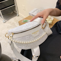 Plaid Pattern Fanny Pack Chain Waist Bag Female Crossbody Bag