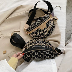 Plaid Pattern Fanny Packs For Women Chain Waist Bag