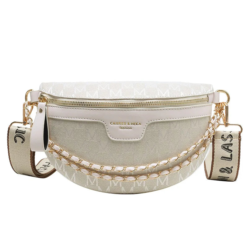 Plaid Pattern Fanny Pack Chain Waist Bag for Women