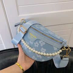 Plaid Pattern Fanny Pack Chain Waist Bag Female Crossbody Bag