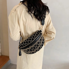 Plaid Pattern Fanny Packs For Women Chain Waist Bag