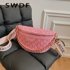 Plaid Pattern Fanny Pack Women Chain Waist Bag Fashion Ladies Crossbody Bag