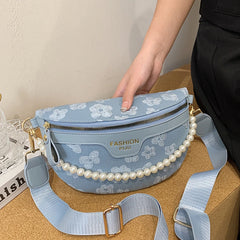 Plaid Pattern Fanny Pack Chain Waist Bag Female Crossbody Bag