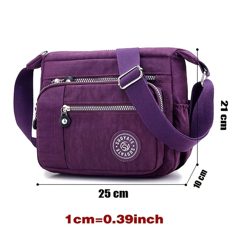 Nylon Crossbody Bag Women's Water Proof Zipper Shoulder Bag