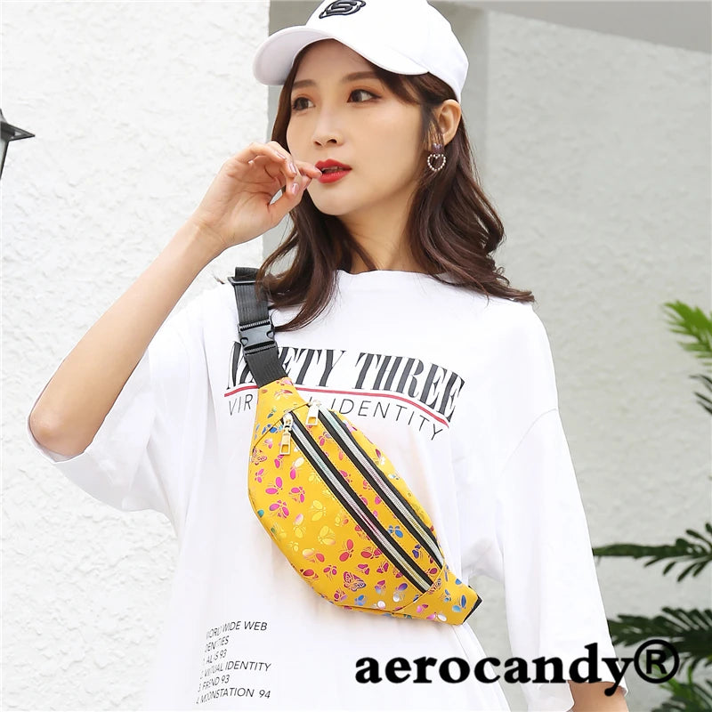 Colorful Waist Bag Women Fanny Pack Cartoon Belt Phone Pouch