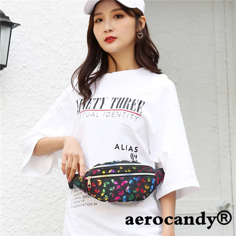 Colorful Waist Bag Women Fanny Pack Cartoon Belt Phone Pouch