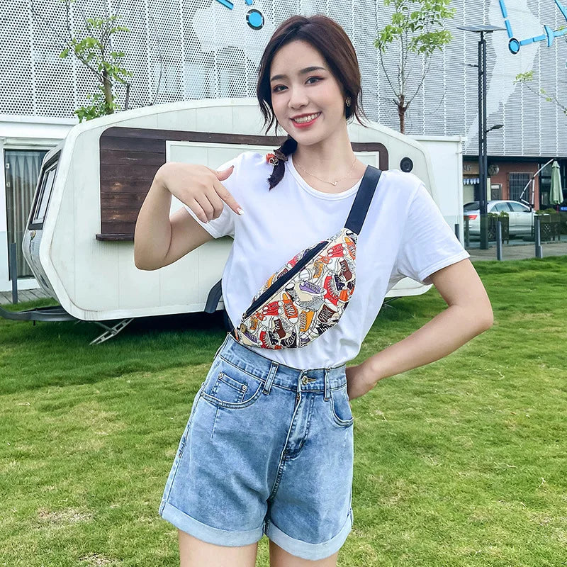 Women's Printed Waist Bag Small Satchel Shoulder Bag