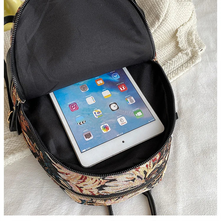 Canvas Women Backpack Small School Bag Girls Rucksack Female Travel