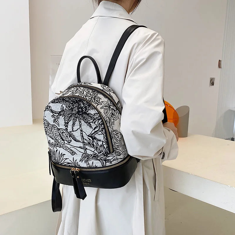 Canvas Women Backpack Small School Bag Girls Rucksack Female Travel