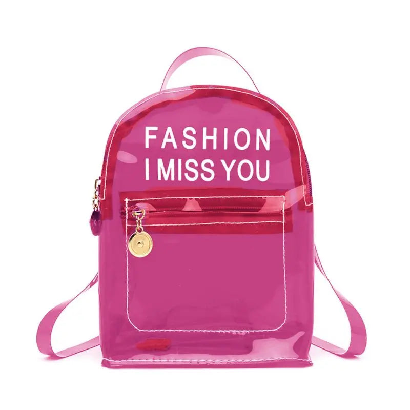 Transparent PVC Backpack with Letter Print
