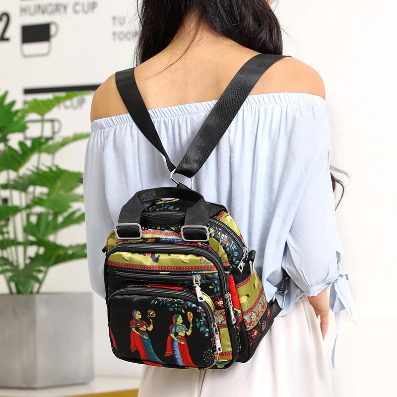 Nylon Shoulder Bag For Women Multifunction Crossbody Messenger Purse