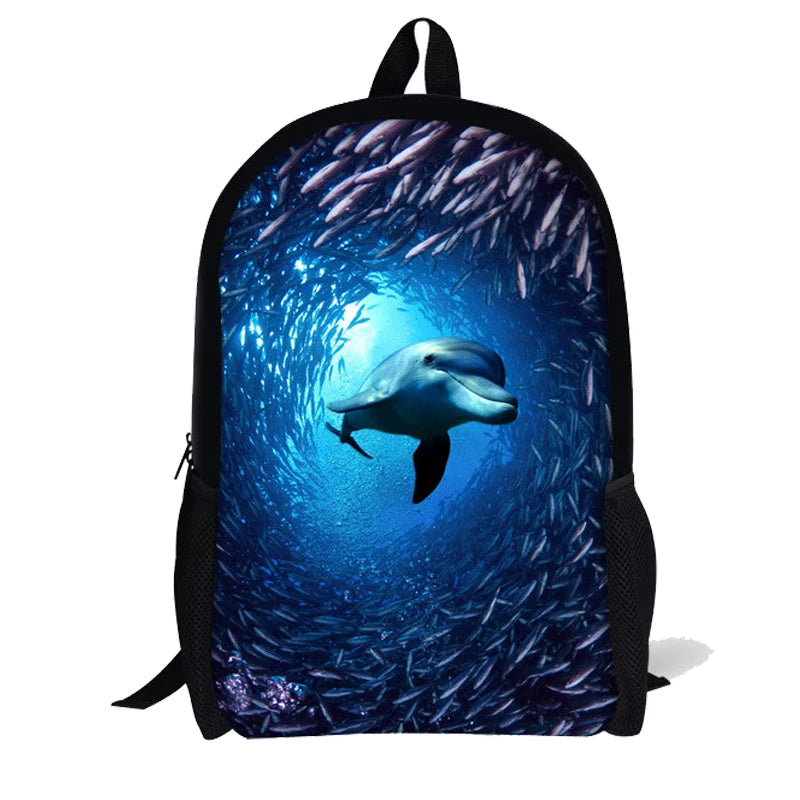 Ocean Dolphin School Bag for Teen Girls Primary Kids Schoolbags