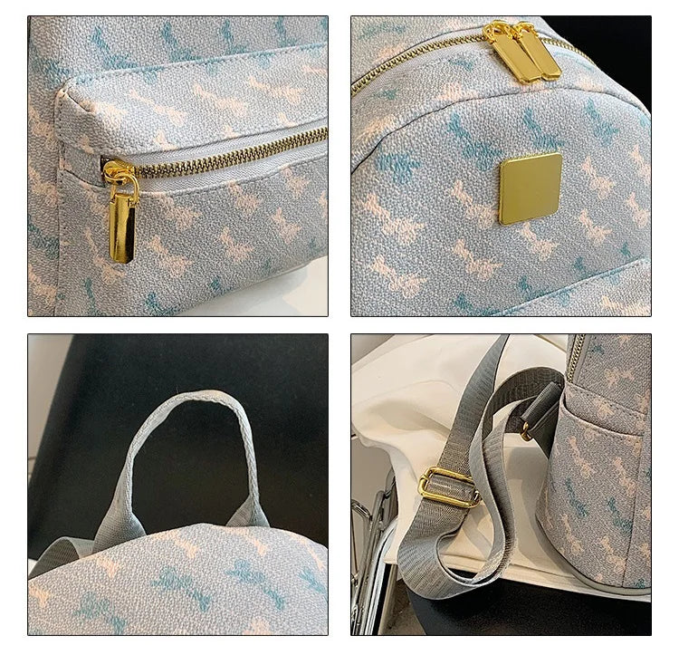 Small PU Leather Women Backpack for Teenage Girls School Bag Rucksack
