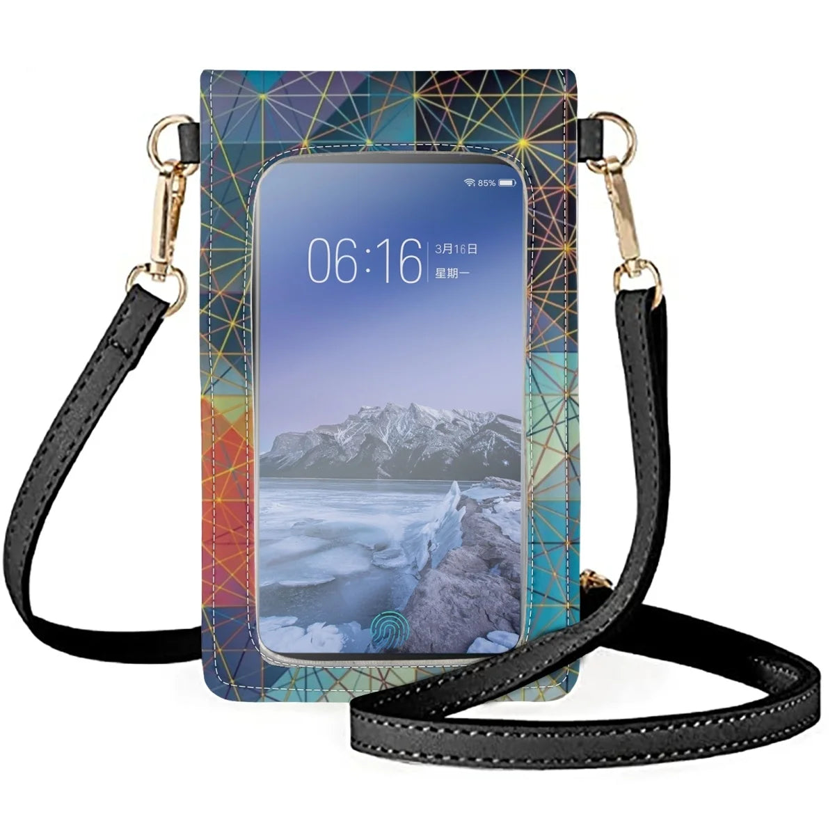 Prismatic Square Design Phone Bag for Women