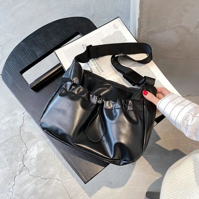 Large Capacity Shoulder Bag Solid Pleated Women Messenger Bags