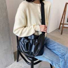 Large Capacity Shoulder Bag Solid Pleated Women Messenger Bags