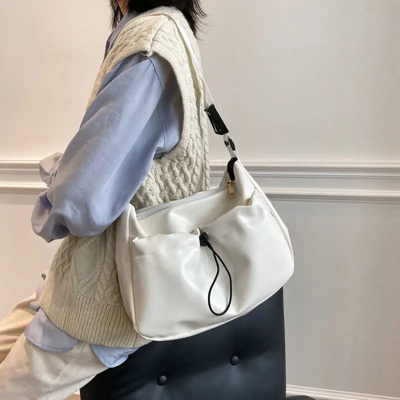 Large Capacity Shoulder Bag Solid Pleated Women Messenger Bags