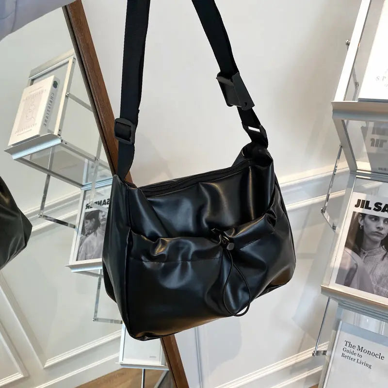 Large Capacity Shoulder Bag Solid Pleated Women Messenger Bags