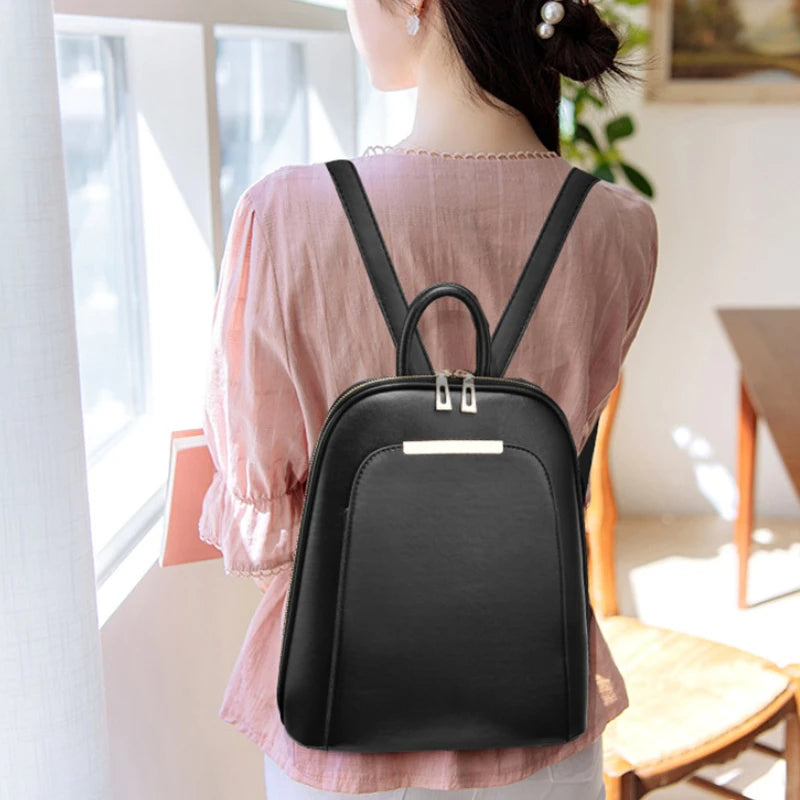 Women's Pu Leather School Backpack Shoulder Bag Travel Bagpack Mochila