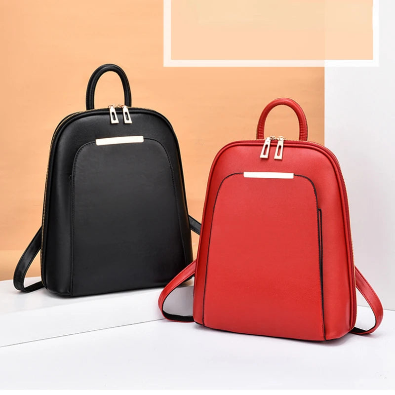Women's Pu Leather School Backpack Shoulder Bag Travel Bagpack Mochila