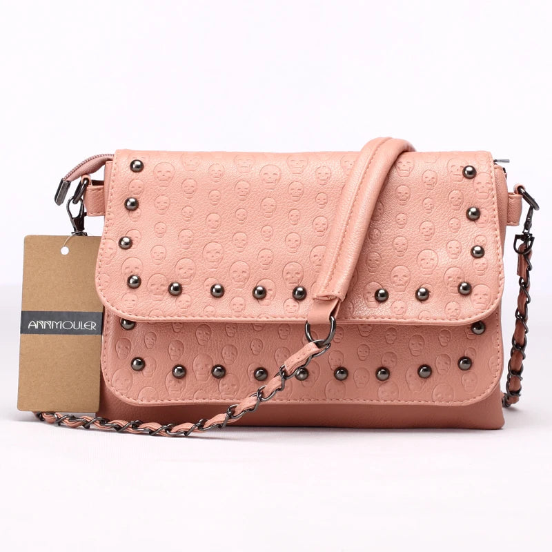 Skull Rivet Chain Crossbody Bag for Women