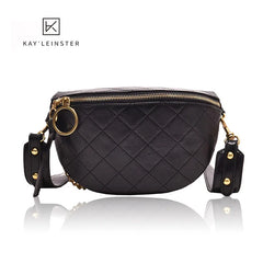 PU Leather Waist Pack Belt Bag for Women Ladies Shoulder Bag Chain Decoration