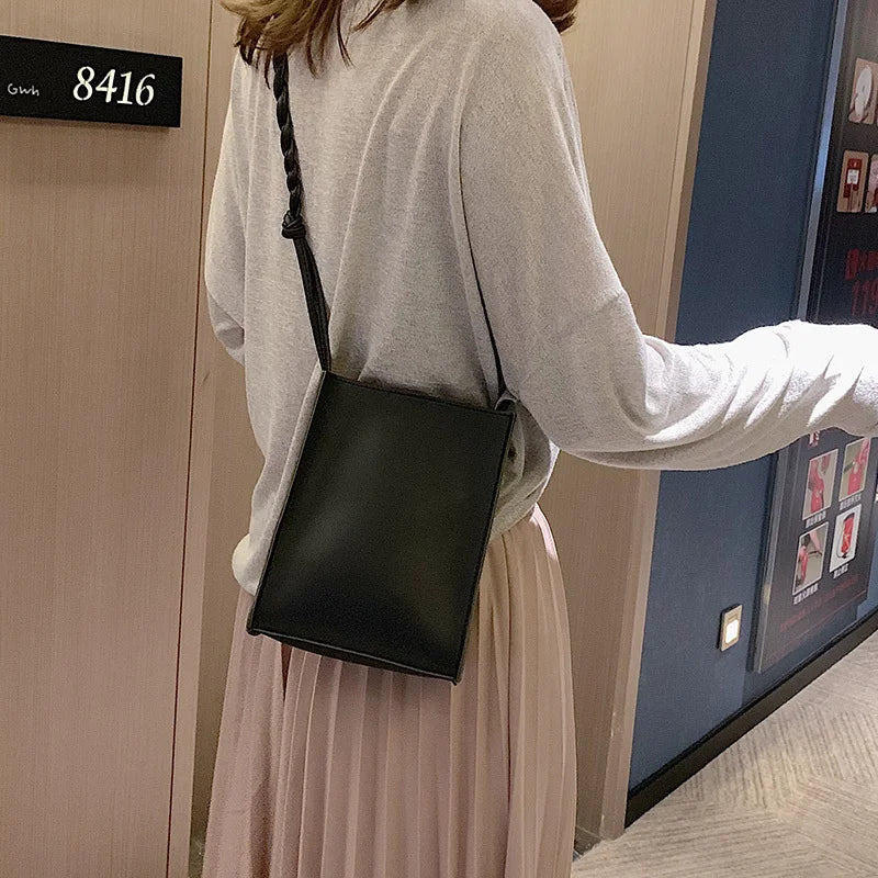 Women's Weave Strap Shoulder Bag Mini Phone Purse