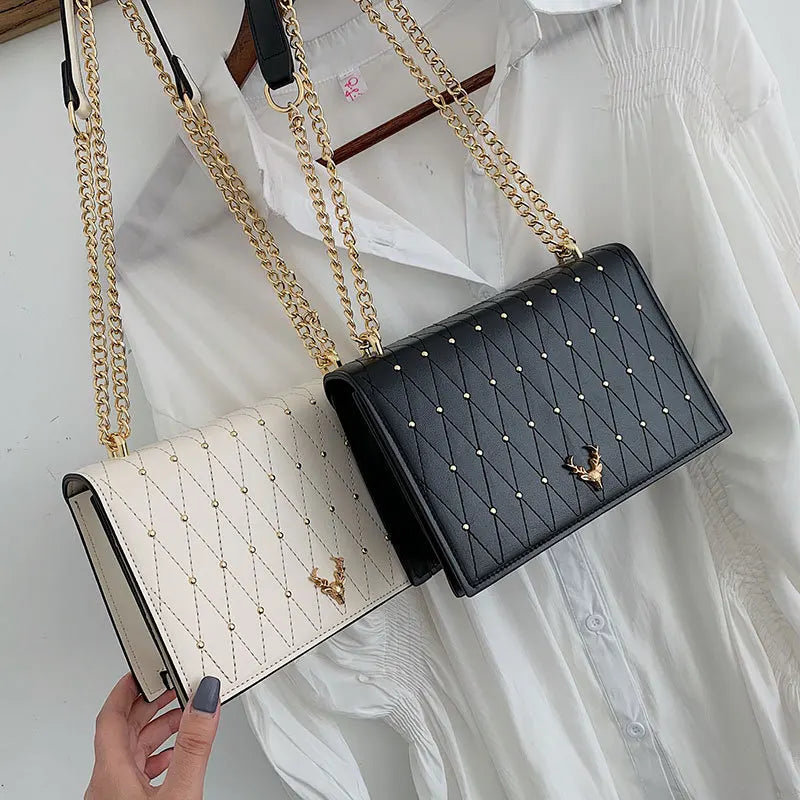 Rivet Chains Crossbody Bag for Women Shoulder Messenger Handbag