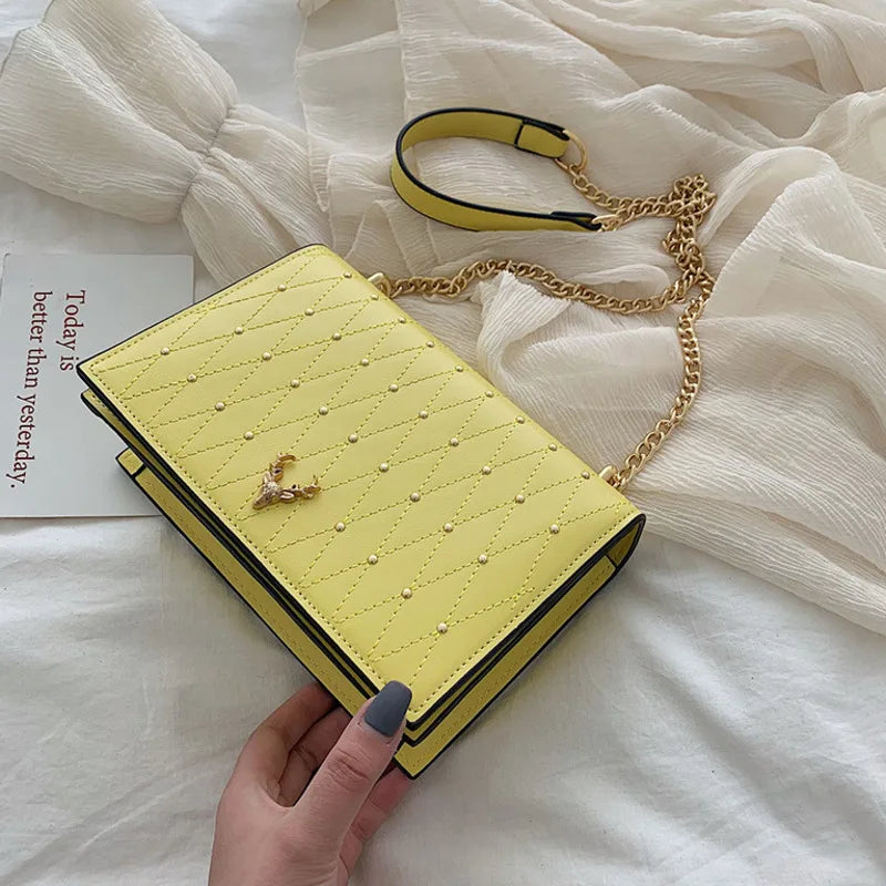 Rivet Chains Crossbody Bag for Women Shoulder Messenger Handbag