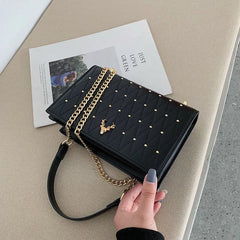 Rivet Chains Crossbody Bag for Women Shoulder Messenger Handbag