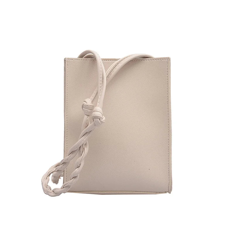PU Leather Crossbody Bags for Women Weave Strap Shoulder Bag High Mini Phone Pur