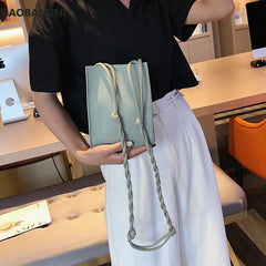 PU Leather Crossbody Bags for Women Weave Strap Shoulder Bag High Mini Phone Pur