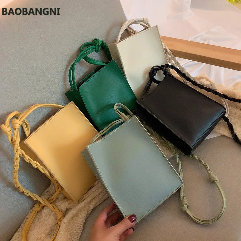 PU Leather Crossbody Bags for Women Weave Strap Shoulder Bag High Mini Phone Pur