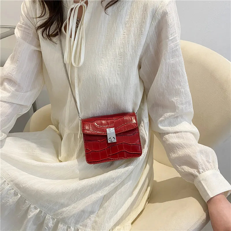 Crocodile Pattern Crossbody Bag for Women Mini Handbag