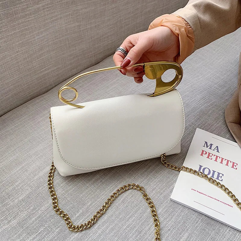 Mini C PU Leather Handbag Women Chains Flap Shoulder Bag Party Clutch
