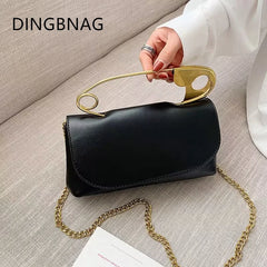 Mini C PU Leather Handbag Women Chains Flap Shoulder Bag Party Clutch