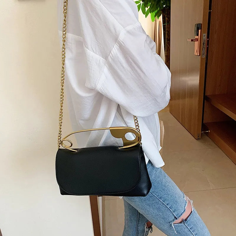 Mini C PU Leather Handbag Women Chains Flap Shoulder Bag Party Clutch