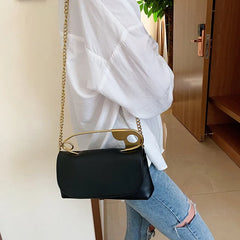 Mini C PU Leather Handbag Women Chains Flap Shoulder Bag Party Clutch