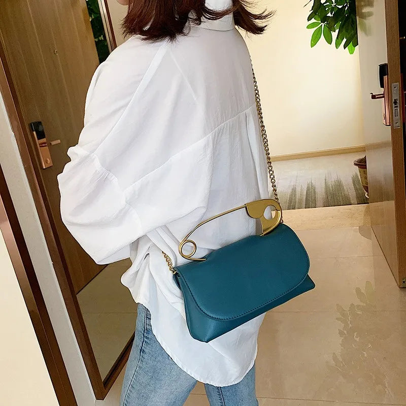 Mini C PU Leather Handbag Women Chains Flap Shoulder Bag Party Clutch